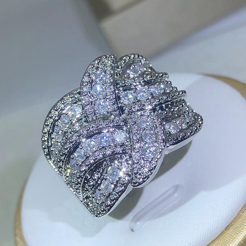 New Twinkling CZ Zircon Stone S925 Silver Color Band Rings for Women Wedding Engagement Fashion Luxury Jewelry