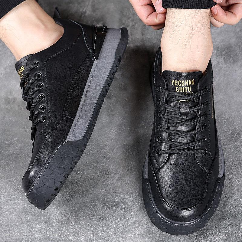 Retro Style Cow Leather Men Shoes Non-Slip Oxford Sneakers for Man Casual Lace Up Leisure Walk Footwear Outdoor Hiking Trainers