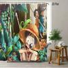 One Piece Luffy, Ace & Sabo Brothers Bond Fiery Scene 2D Print Waterproof Shower Curtain, Intense Flaming Background With Epic B