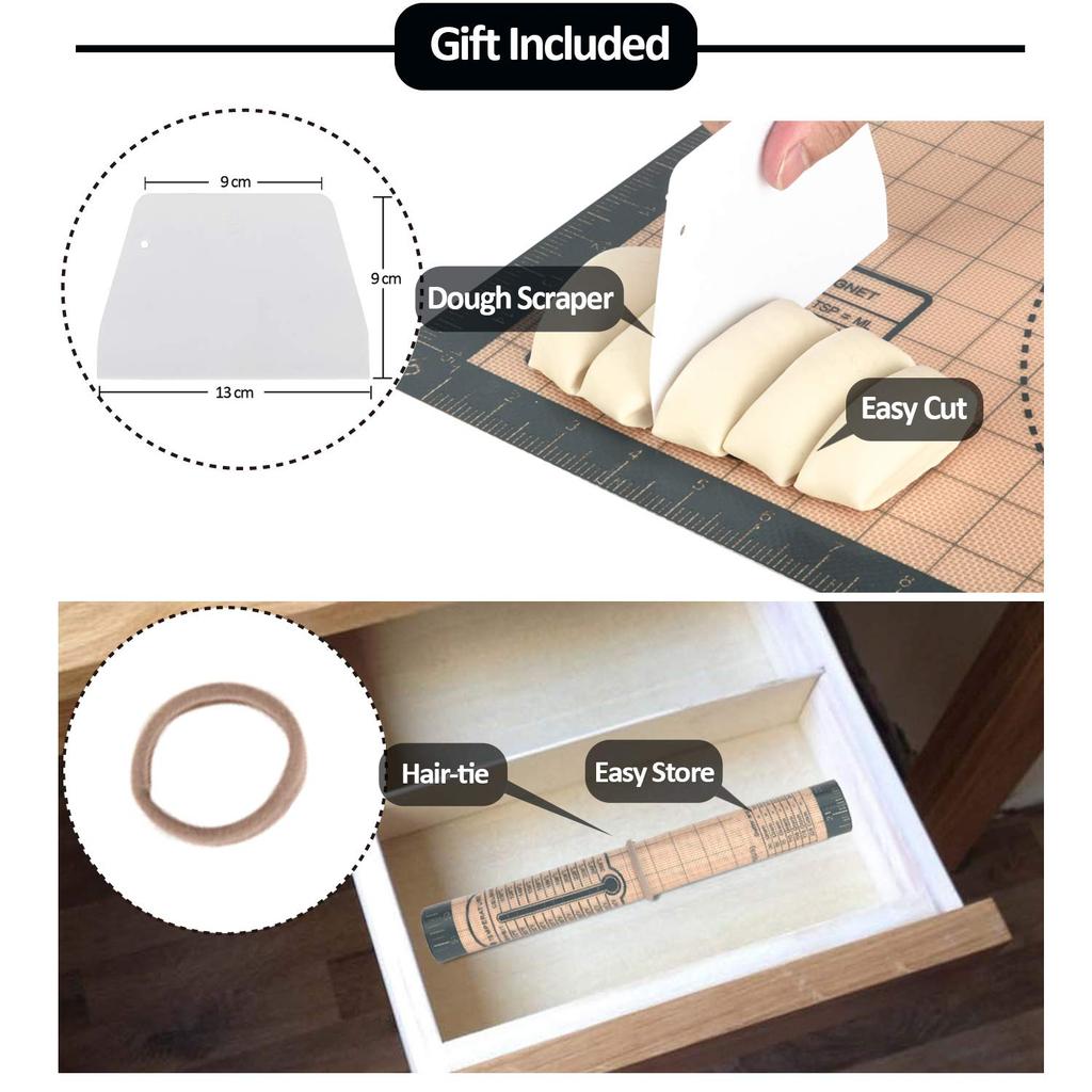 Lazymi Large Cooking Mat, Thick Food-Grade Silicone, Baking Mat with Graduations, 60x40cm, for Cookies, Pizza, and Bread Making, Heat-Resistant, Kitch