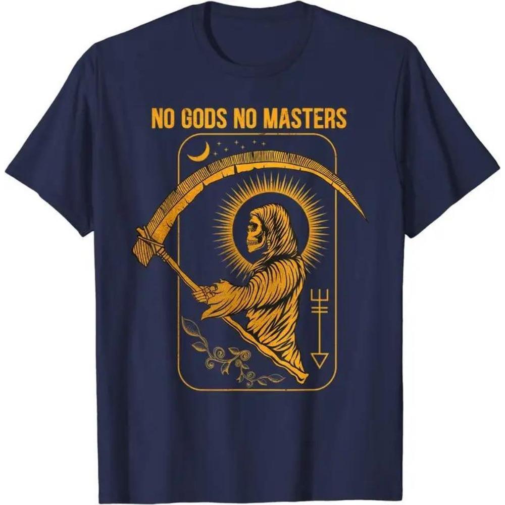 No Gods No Masters Satanic Evil Baphomet Tarot Death Satan T-Shirt