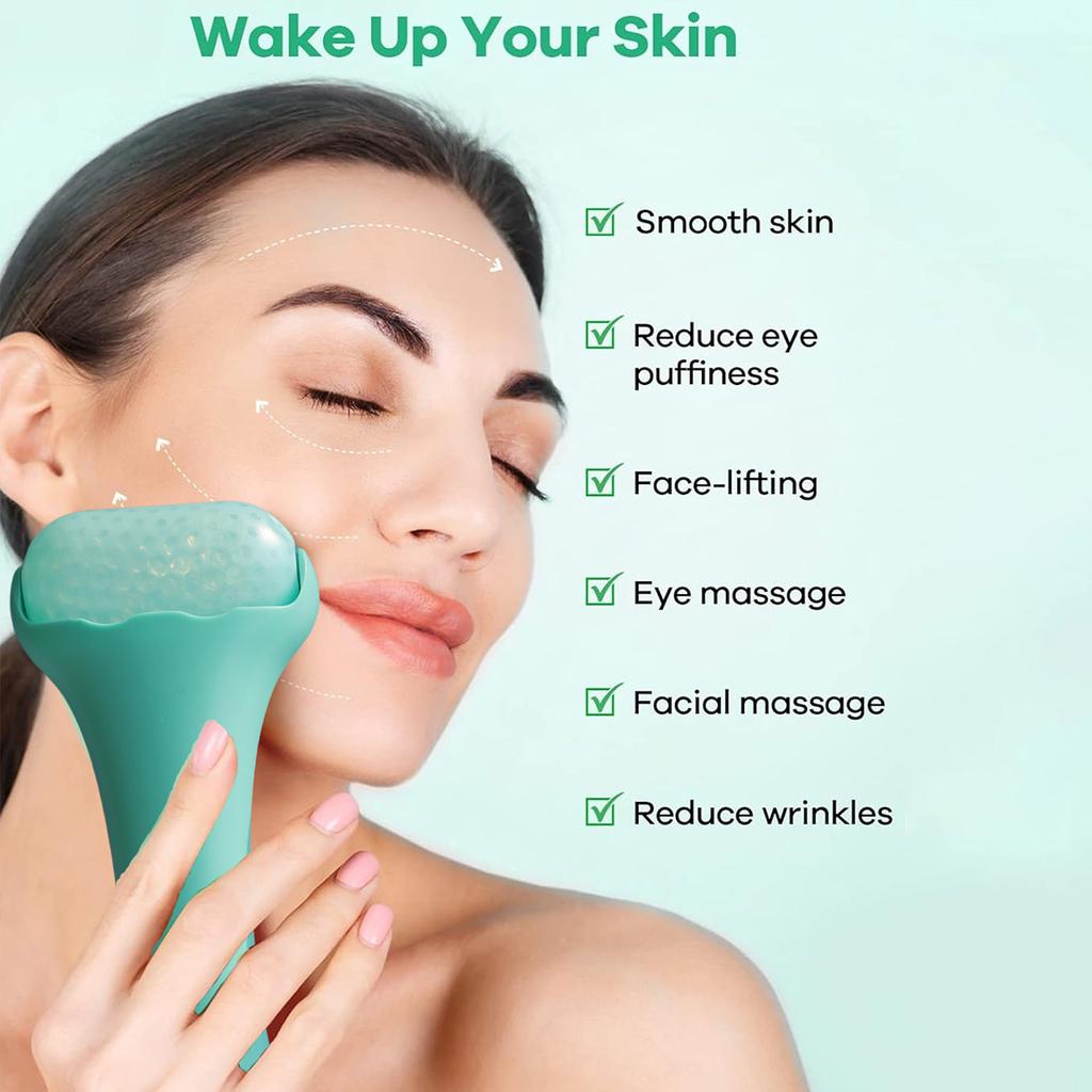 PE Gel Ice Roller Face Icing Tightening Cold Therapy Massage Roller Shrink Pores Skin Calming Relieve Sunburn & Reduce Swelling
