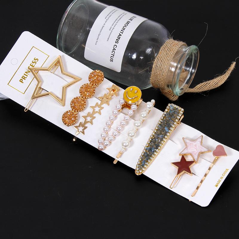 High End Pearl Material Heart Star Cute Women Girls Hair Accessories Gift Princess Women Hair Clips Set