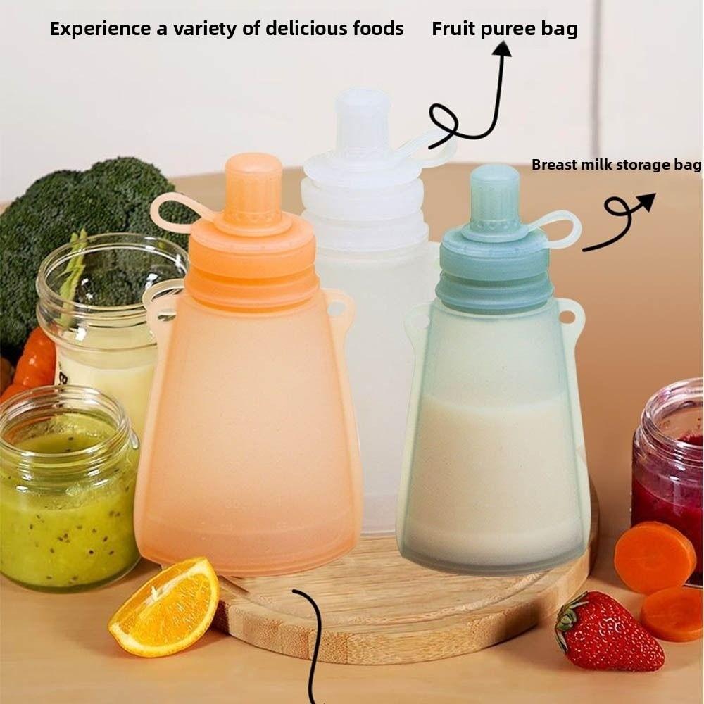 Refillable Milk Storage Bag Reusable Baby Food Container Silicone Baby Food Pouch Breast Milk