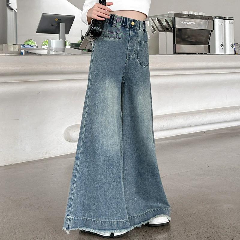 Kids Girls Bell-bottoms Arrival Children Casual Elastic Pants Printing Slim Fit  Girl Summer Pants Jeans