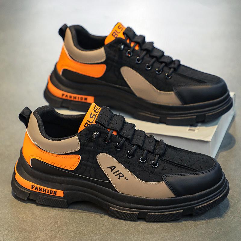 

Мужские кожаные повседневные ботинки, весенние, новые, модные, на толстой подошве, износостойкие, удобные, водонепроницаемые, для ходьбы, мужская спортивная обувь 44 оранжевый