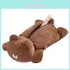 Cartoon Pouch Featuring Brown Bear Plush Material For Students And Teens