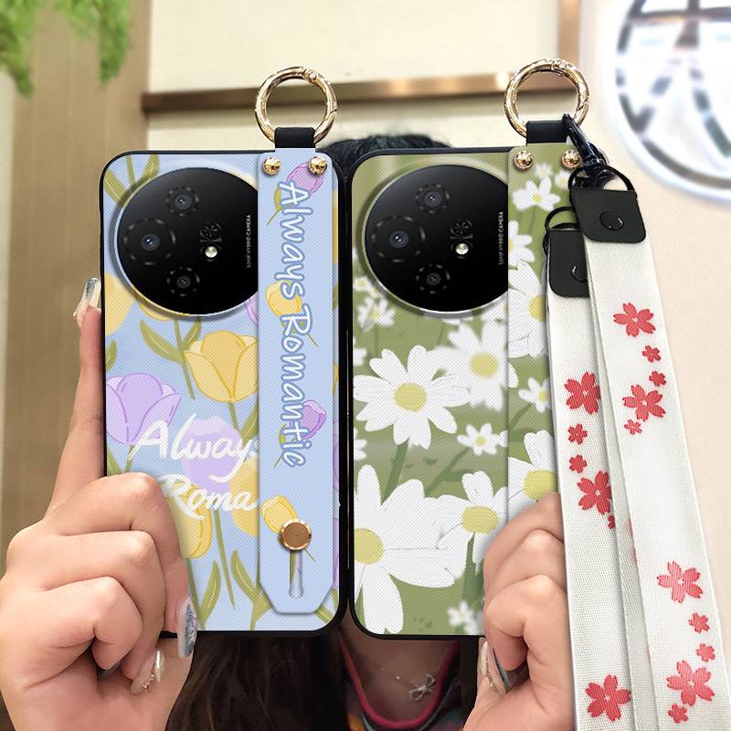 Fashion Design Protective Phone Case For TCL 50 Nxtpaper 5G/50Pro Nxtpaper 5G Wristband Kickstand Dirt-resistant Flower