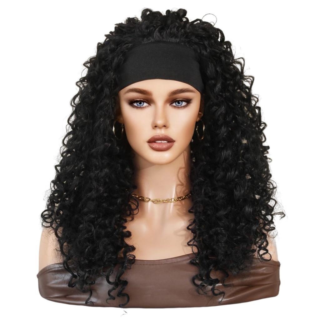 24 Inch Synthetic Wig Headband Wig for Women African Curly Hair Heat Resistant Fiber Natural Comfortable Breathable
