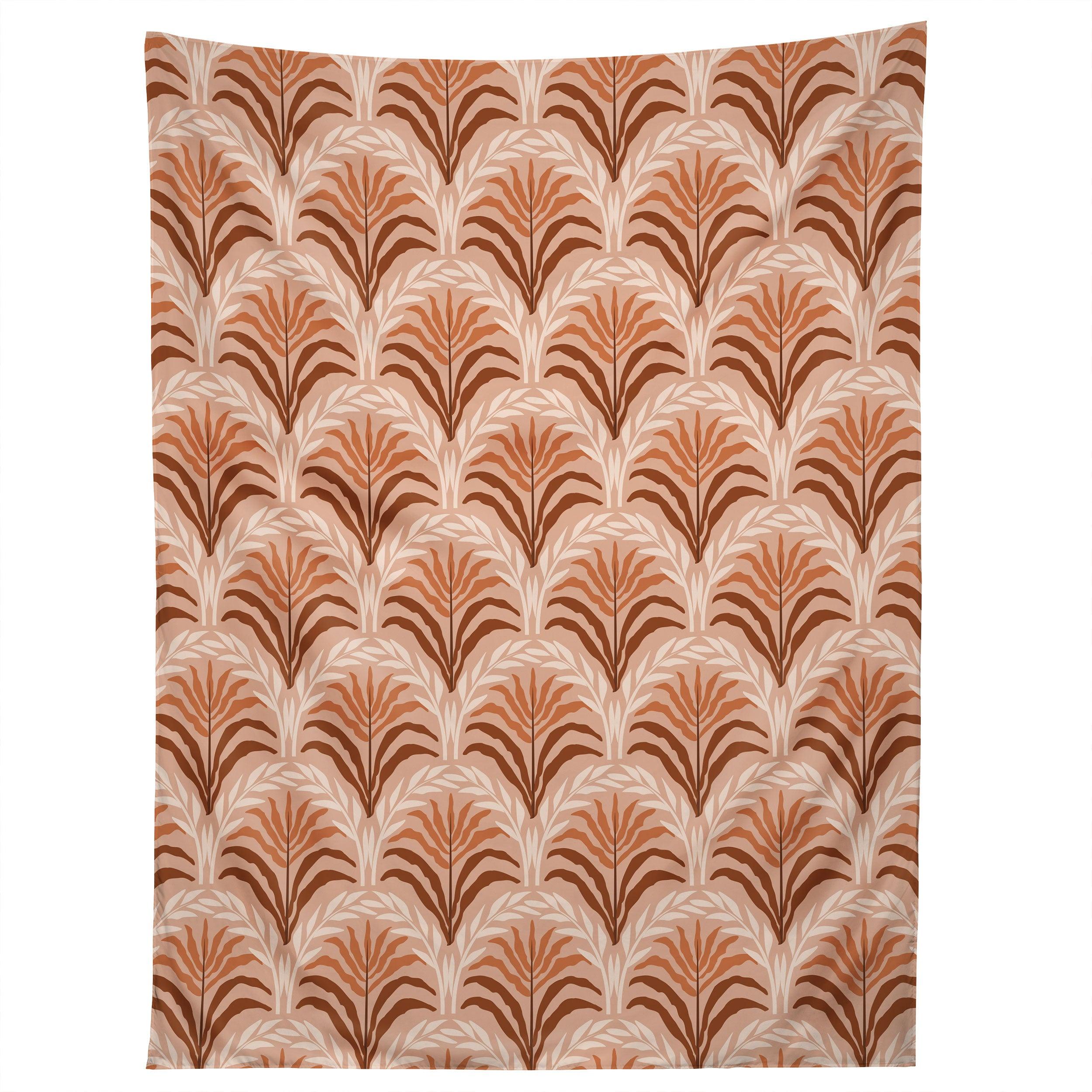 PALM LEAVES ARCH PATTERN RUST tapestry 75x100