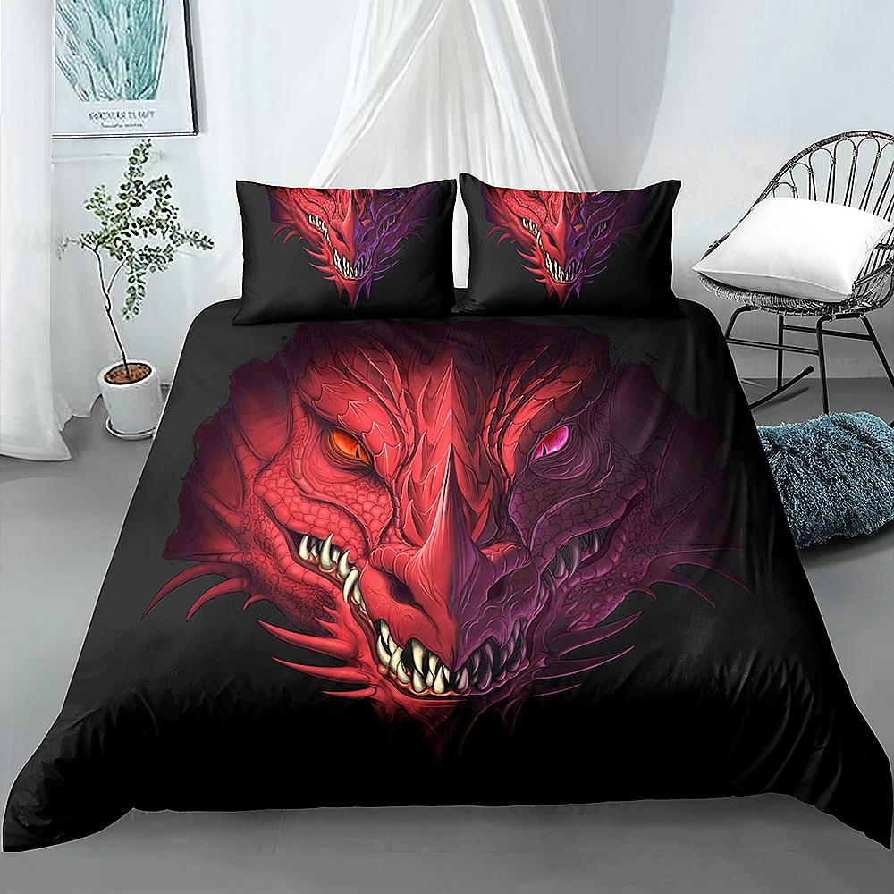 Galaxy Dragon King Queen Duvet Cover Outer Space Starry Sky Bedding Set Jungle Animals Quilt Cover Cartoon Black Comforter Cover