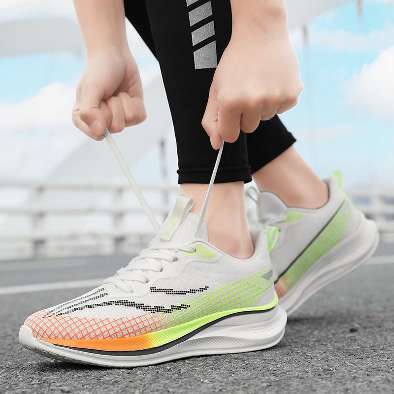 Mens Shock Absorption Running Shoes Airy Mesh Lightweight Anti-Skid Athletic Shoes Gym Jogging Walking Training Outside Athletic
