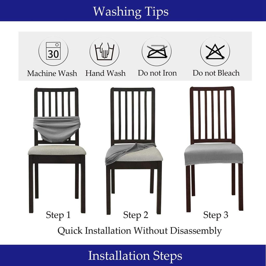 Velvet Stretch Chair Seat Covers Dining Room Removable Washable Chair Seat Protector Slipcover