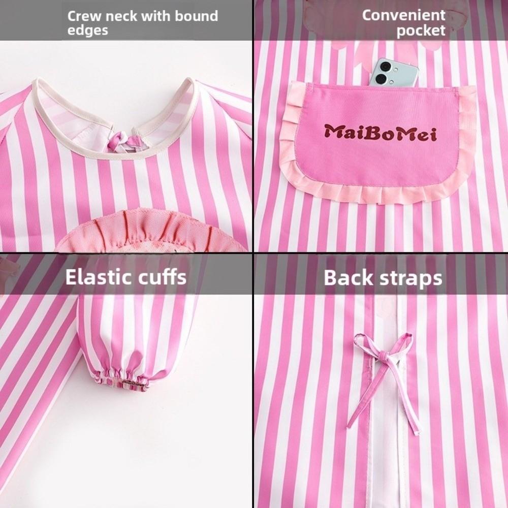 Polyester Cotton Dress Style Apron Oil-Resistant Stripes Kitchen Cover Up Waterproof Cute Bow Cake Working Clothes Kitchen Use