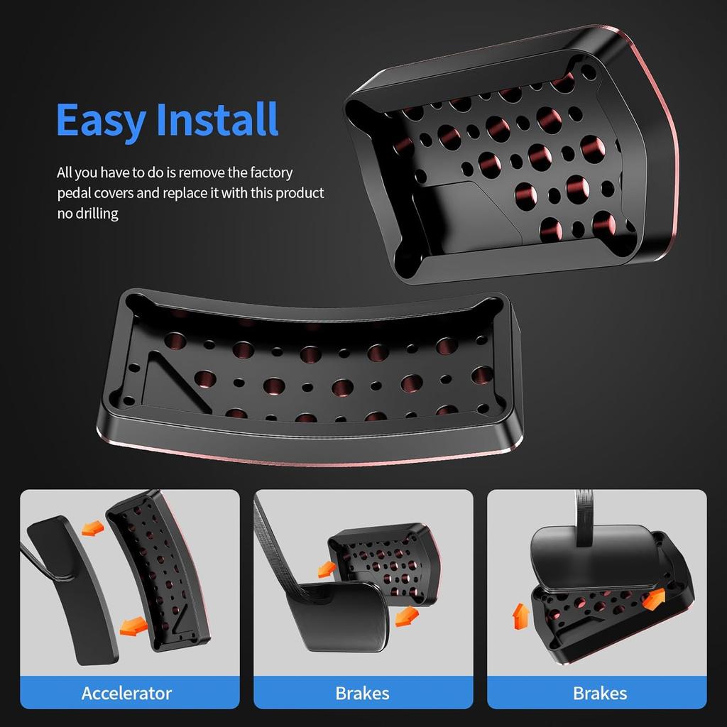 Aluminum Alloy Pedal Cover for Dodge Challenger 2008-2023 for Charger 2011-2023 for Chrysler 300 300C 2009-2019 No Drilling Aluminum Brake and