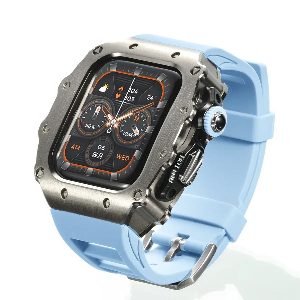 Luxus Metallgehäuse Mod Kit Für Apple Watch S11 10 46MM Edelstahlgehäuse +Silikonband für IWatch Serie 9 8 7 6 5 44mm 45mm