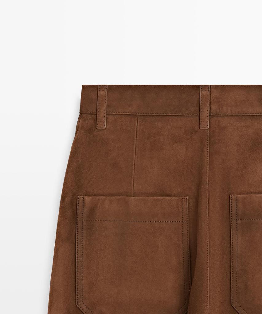 Masimodutti Wide Suede Leather Pocket Pants