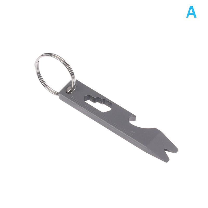 Mini Leva Apribottiglie Multifunzione in Lega di Titanio Chiave Inglese Esagonale Graduata Portachiavi Attrezzatura da Campeggio Gadget EDC per Esterno