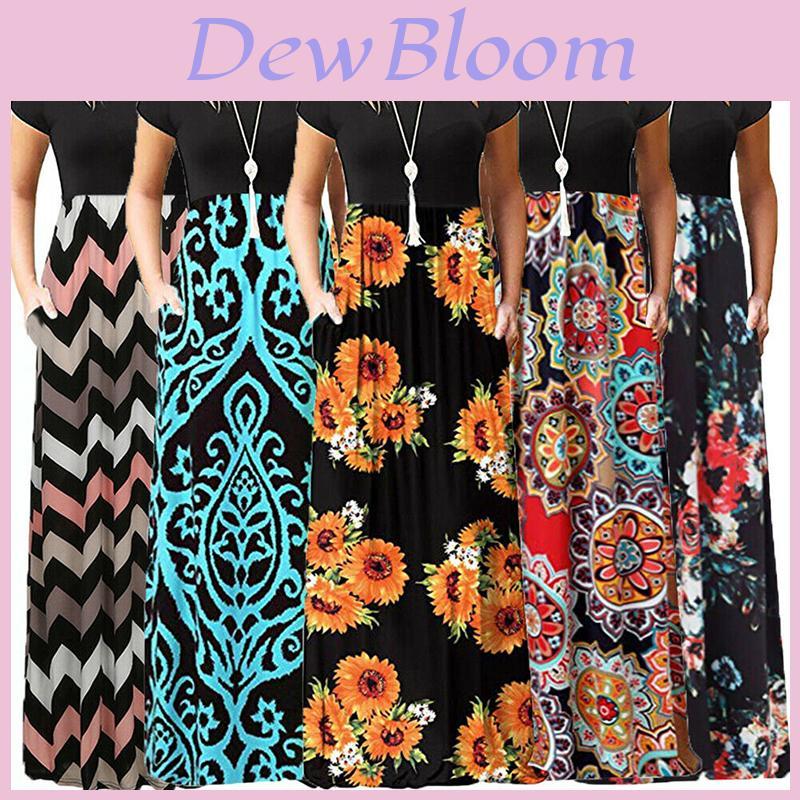 Stunning Abito Lungo Maxi Floreale Boho da Donna per Feste Cocktail ed Eventi Estivi