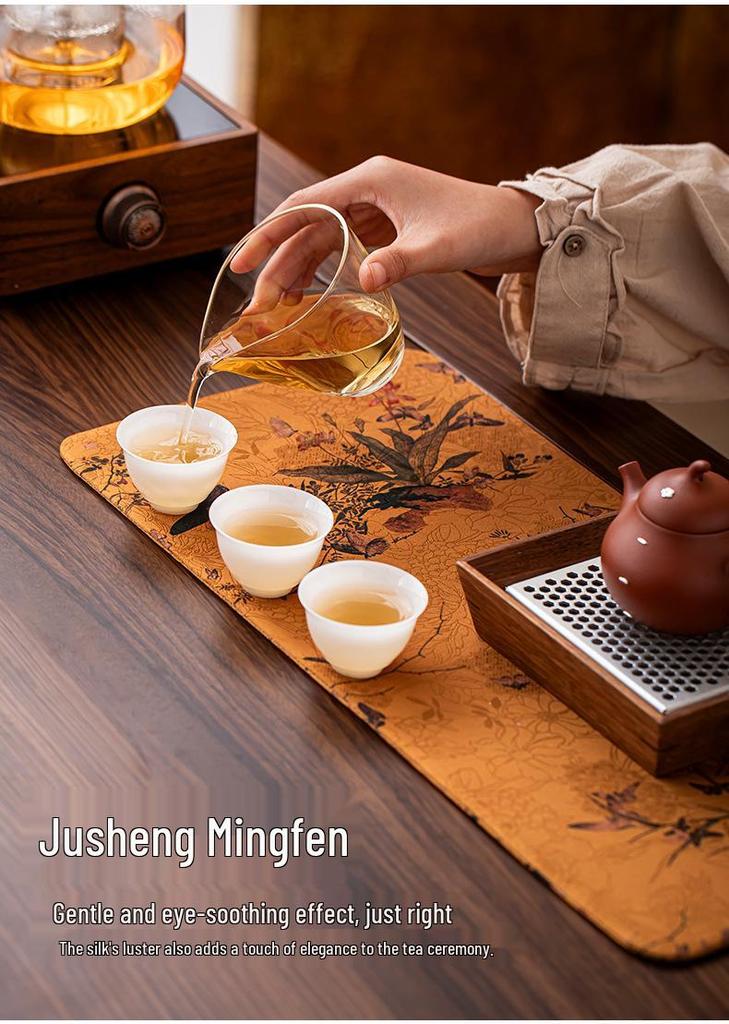 Xiangyunsha Double-Sided Waterproof Zen Tea Mat - High-End Chinese Style Dry Brew Tray Cloth