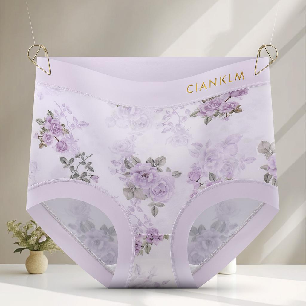 Women Flowers Panties Mesh Mid-Rise Briefs Breathable Skin Friendly Underpants Plus Size Stretch Underwear