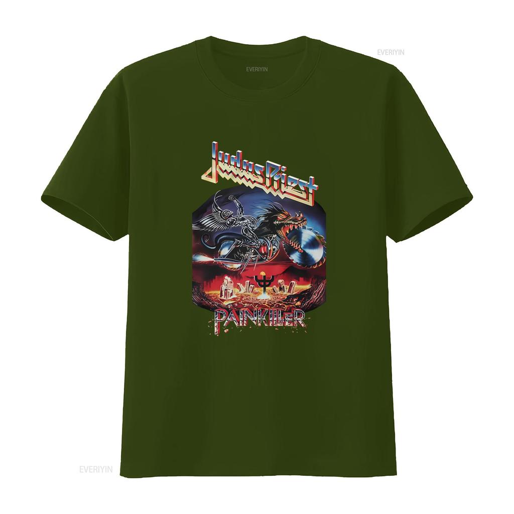 Heavy Metal Band Judas Priest Painkiller Cotton T Shirt for Men Rock Music Fans vintage Washed Stylish Versatile Soft homme