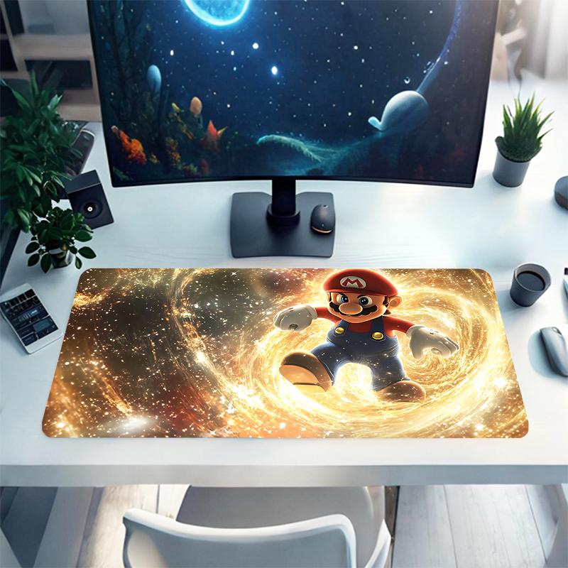 1Pc Mario Space Gaming Mouse Pad Keyboard Desk Mat Non-slip Rubber Lock Edge Waterproof Computer Mousepad for Office Home Decor Y184