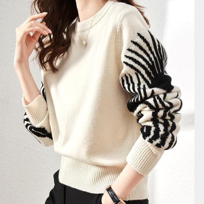 Thickened Sweater Women's Autumn and Winter Round-neck Casual Knitted Sweater Loose Short Pullover