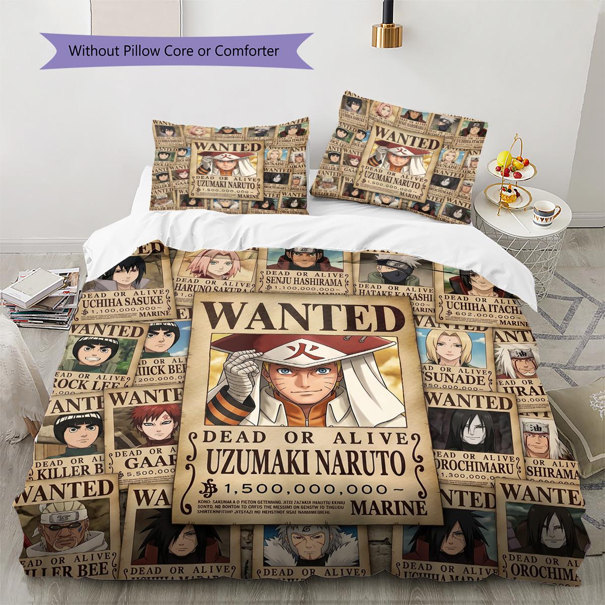 

Naruto Pattern Bedding Ensemble Pillowcase & Duvet Cover Set Home Decor Birthday Gift (1 * duvet cover + 2 * pillowcase, without core) 135x200cm