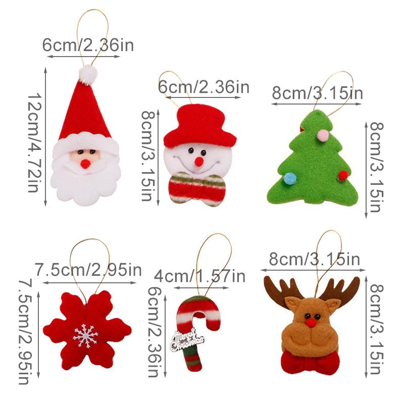 6Pcs/Set Snowman Hanging Reindeer DIY Santa Claus Felt Fabric Snowflake Cute Christmas Ornament Xmas Tree
