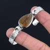 Natural Plume Agate Bangle Crescent Moon Adjustable 925 Silver For Girls