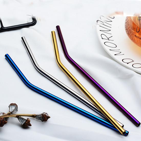 1PC Reusable Stainless Steel Straw Metal Drinking Straw Bent Straight Drink Straw Cleaning Brushes Storage Bag Bar Accessories