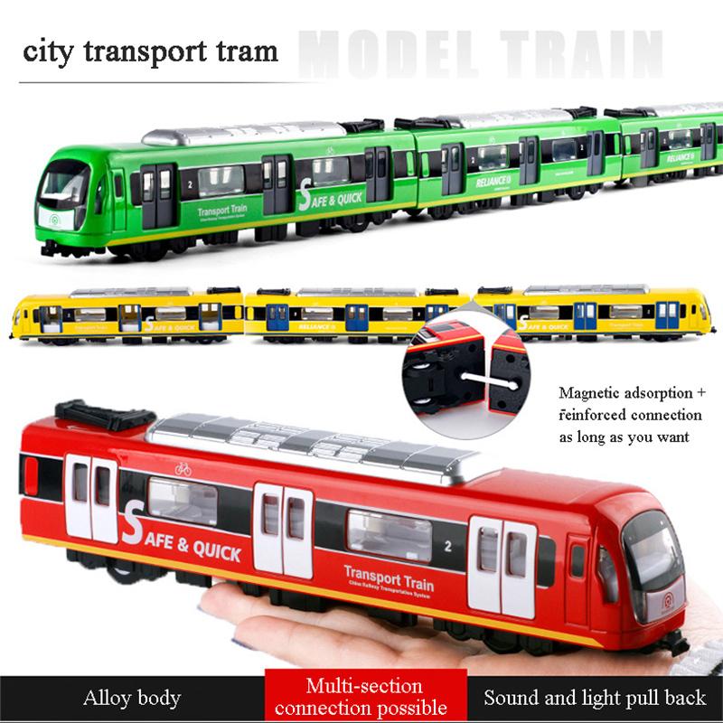 Activating Toys Boys Light Large Simulation Alloy Train Model City Metal Diecast Subway Sound And Pull Back Car Kids Toy Gift