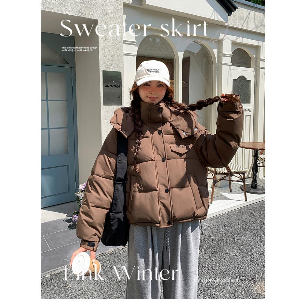 Puff Hooded Big Pocket Short Down Cotton-padded Jacket 2025 New Small Winter Thickened Cotton-padded Jacket Solid Color Coat