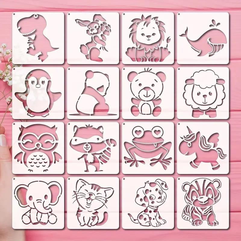 16 Cartoon Animal Drawing Templates - Children s Washable Graffiti Board