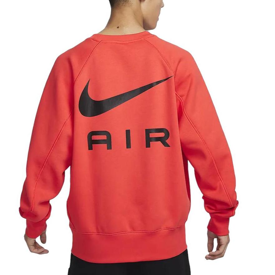 Nike Air Solid Color Crew Neck Fleece Lined Casual Loose Fit Sweatshirt Men's Light Red FB7204-696