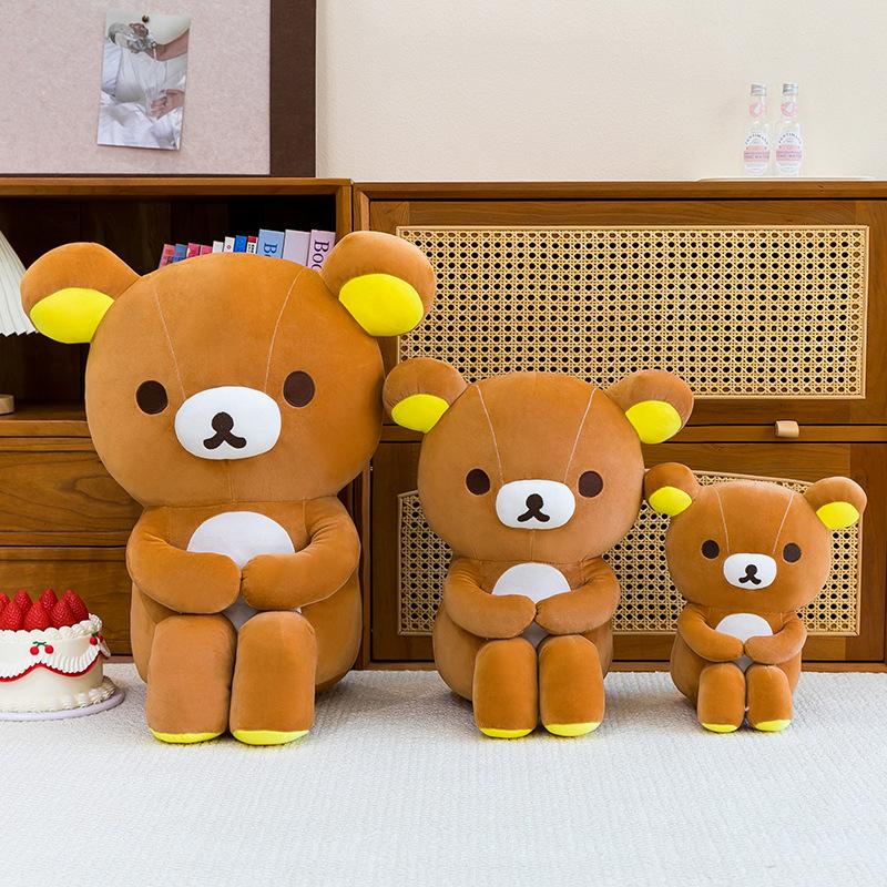 30Cm Rilakkuma Cartoon Seated Knee Hug Posture Plush Doll Pp Cotton Filling Bed Decoration Companion Toy Girl Birthday Gift