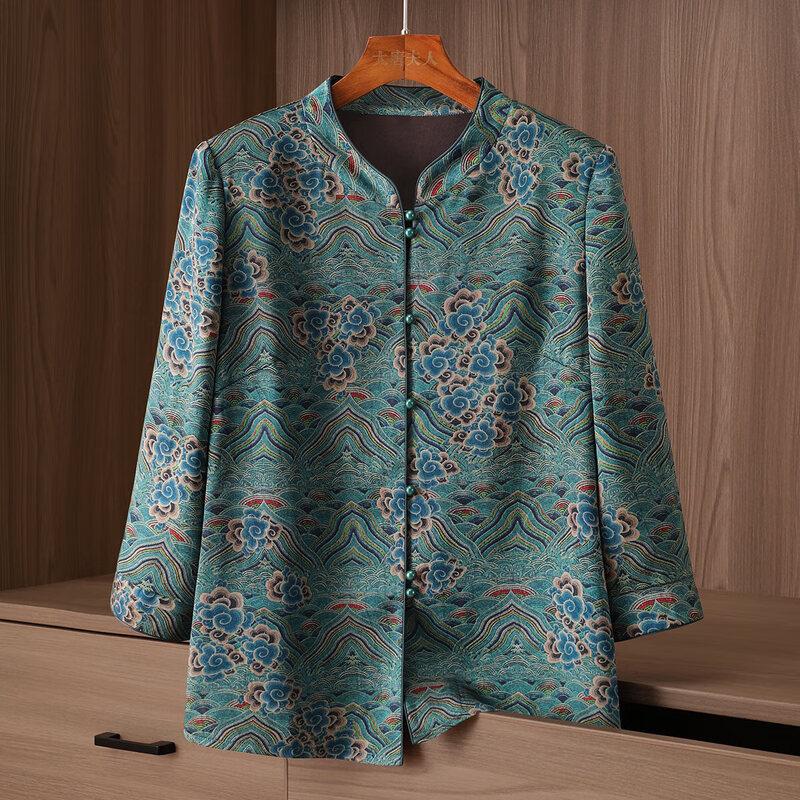 

Datang Furen Mid-Aged Women s Loose Fit Chinese Style Shirt 2XL