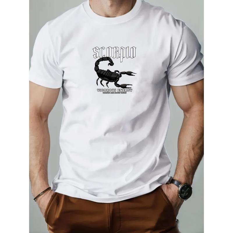 European sizes Men S Scorpion Pattern Summer Casual Short-Sleeve T-Shirt S