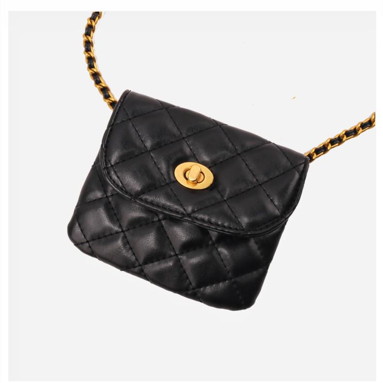 Gold Quilted Waist Belt Bag - Women's French Chic Mini Chain Crossbody