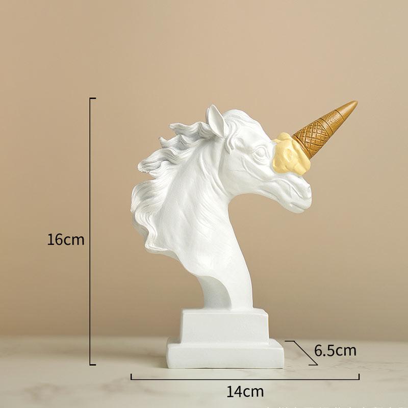 Resin Handicraft Unicorn Decorative Figurines Ice Cream Horse Funny Artificial Animal Sculpture Home Decor Accessories Crafts