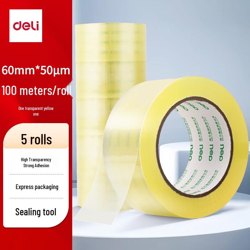 Deli High Quality Transparent Yellow Packing Tape