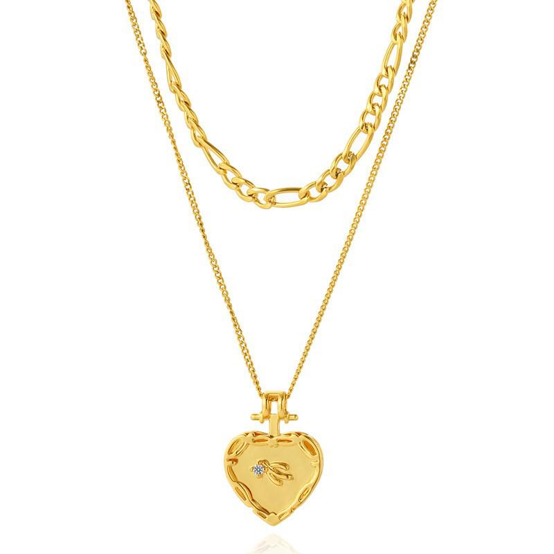 Heart Series 18K Gold-Plated Titanium Steel Necklace - Elegant, Colorfast, Simple & Chic Clavicle Chain