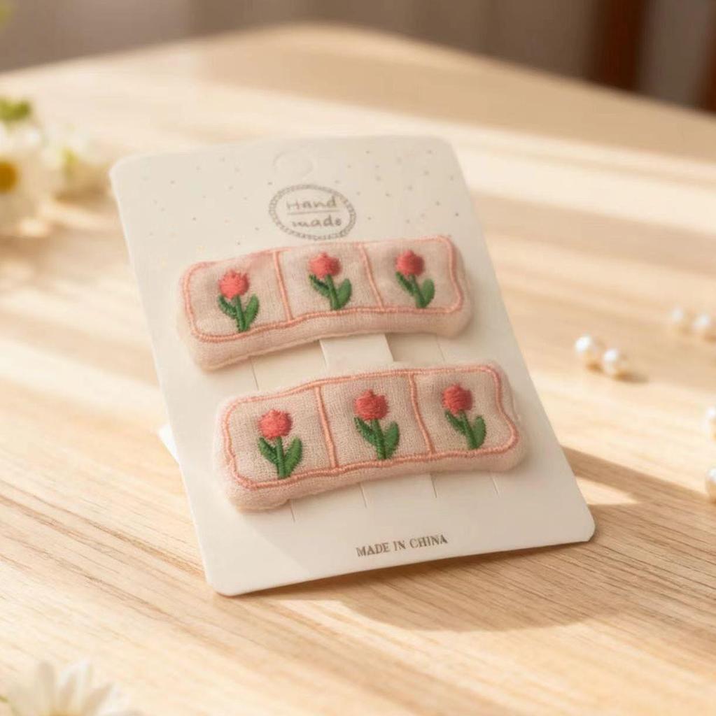 Children's Floral Embroidered Hair Clip for Girls