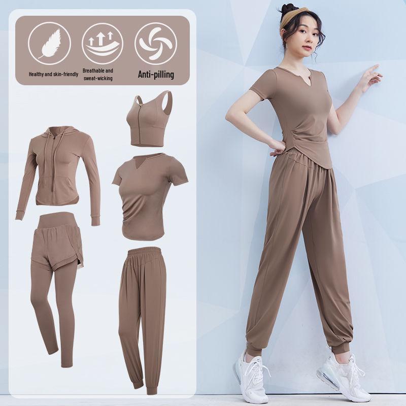 Women's Spring/Summer Yoga Suit Set - Short Sleeve Activewear for Outdoor Runs, Pilates, and Fitness Training