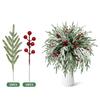Norfolk Branches Red Berry Stems Artificial Christmas Picks Fake Needles With Holly Berries For Xmas Tree Filler Decorations Festival Holiday