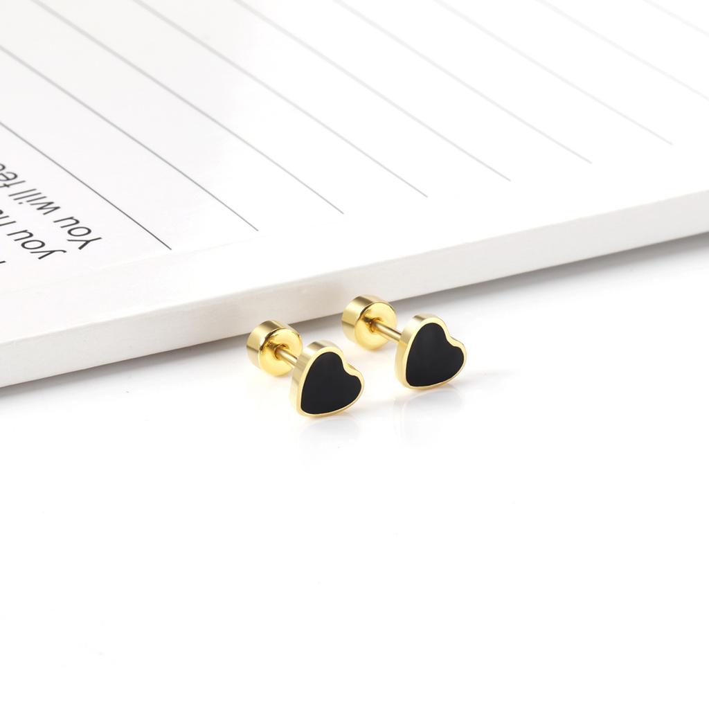 Drip Oil Heart Love Ear Cartilage Studs Fashionable Personality Fresh Earrings