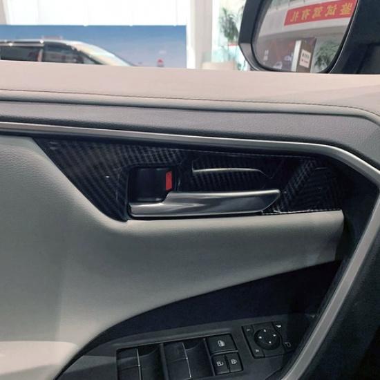 For Toyota RAV4 -2025 Carbon Fiber Inner Car Door Handle Bowl CoverTrim 4pc