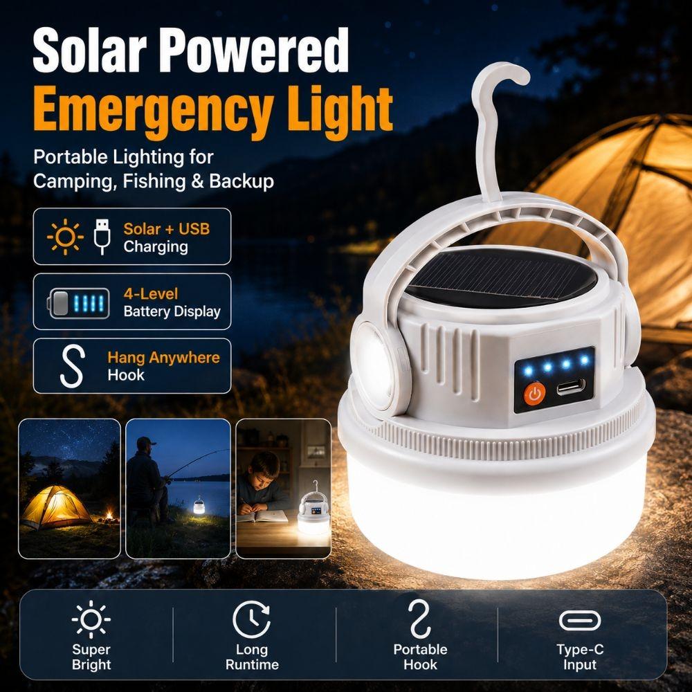 Waterproof Solar Camping Lamp USB Rechargeable Hanging Camping Light Versatile Tent Light  Hiking