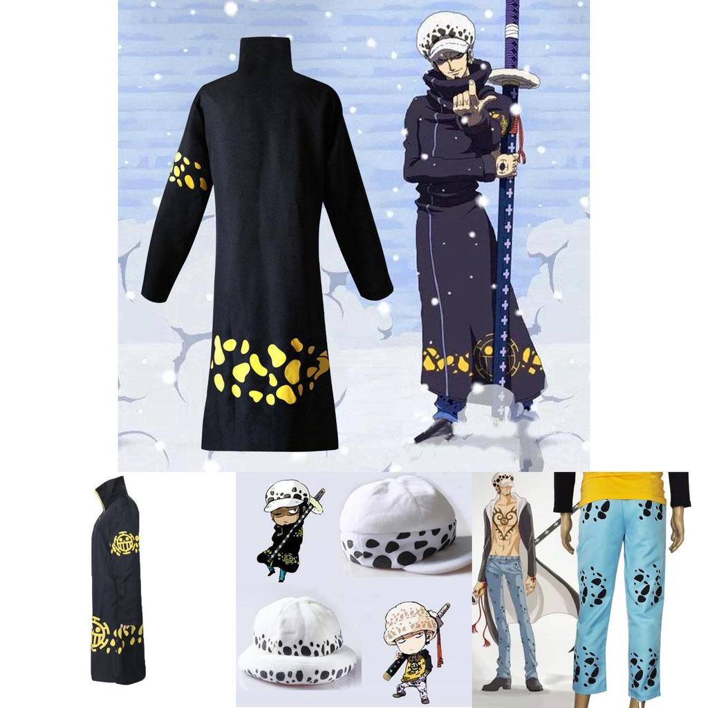 Stylish One Piece Trafalgar Law Cosplay Outfit Featuring Cloak Pants And Hat